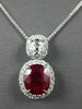 LARGE 3.62CT DIAMOND & AAA RUBY 18KT WHITE GOLD 3D OVAL HALO FLOATING PENDANT