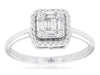 .32CT DIAMOND 14KT WHITE GOLD ROUND & BAGUETTE CLUSTER HALO FRIENDSHIP LOVE RING