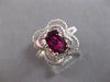1.83CT DIAMOND & AAA RUBY 18KT WHITE GOLD OVAL & ROUND 4 LEAF CLOVER FLOWER RING