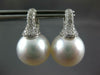 LARGE .79CT DIAMOND & AAA SOUTH SEA PEARL 18K WHITE GOLD HUGGIE HANGING EARRINGS