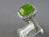 LARGE 6.66CT DIAMOND & AAA PERIDOT 14K WHITE GOLD 3D HALO SQUARE ENGAGEMENT RING