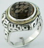 LARGE 6.70CT & AAA SMOKEY TOPAZ 14K YELLOW GOLD & 925 SILVER ROUND FILIGREE RING