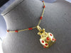 EXTRA LARGE & LONG AAA CORAL 18K YELLOW GOLD BY THE YARD LADYBUG NECKLACE #28104