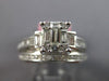 1.60CT DIAMOND 18KT WHITE GOLD 3D ROUND & BAGUETTE WEDDING ENGAGEMENT RING SET