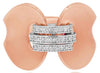 ESTATE .17CT DIAMOND 18K WHITE & ROSE GOLD DOUBLE HEART LOVE KNOT 3 ROW FUN RING