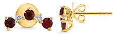 ESTATE .66CT DIAMOND & AAA RUBY 14K YELLOW GOLD 3D V SHAPE EAR CLIMBER EARRINGS