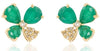 1.43CT DIAMOND & AAA EMERALD 14KT YELLOW GOLD 3D FLOWER BUTTERFLY STUD EARRINGS