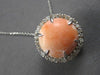 .75CT DIAMOND & AAA CORAL 14KT WHITE GOLD 3D CLASSIC ROUND HALO FLOATING PENDANT