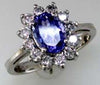 Estate 2.05Ct Diamond & AAA Tanzanite 14Kt White Gold 3D Oval & Round Flower Love Ring