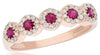 ESTATE .59CT DIAMOND & AAA RUBY 14KT ROSE GOLD 3D MULTI FLOWER ANNIVERSARY RING