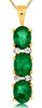 1.05CT DIAMOND & AAA EMERALD 14KT YELLOW GOLD 3D OVAL & ROUND 3 STONE PENDANT