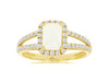 1.15CT DIAMOND & AAA OPAL 14KT YELLOW GOLD 3D CUSHION & ROUND HALO PROMISE RING