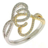 WIDE .47CT DIAMOND 14KT 2 TONE GOLD 3D DOUBLE HEART LOVE KNOT INFINITY LOVE RING