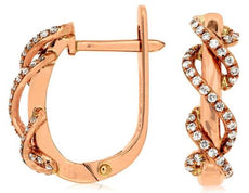 ESTATE .20CT DIAMOND 14KT ROSE GOLD MULTI SWIRL LEVERBACK FUN HANGING EARRINGS