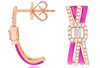 .43CT DIAMOND & PINK ENAMEL 14KT ROSE GOLD ROUND & BAGUETTE FUN HANGING EARRINGS