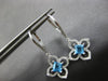 .87CT DIAMOND & AAA BLUE TOPAZ 14KT WHITE GOLD PRINCESS & ROUND HANGING EARRINGS