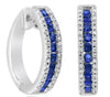 .53CT DIAMOND & AAA SAPPHIRE 14KT WHITE GOLD 3 ROW HUGGIE FUN HANGING EARRINGS