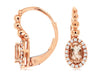 .50CT DIAMOND & AAA MORGANITE 14K ROSE GOLD 3D OVAL HALO BEADED HANGING EARRINGS