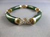 ANTIQUE LARGE & LONG AAA CHINESE JADE 14K YELLOW GOLD CUFF LUCKY BRACELET #28088