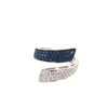 1.24CT DIAMOND & AAA SAPPHIRE 18KT WHITE GOLD 3D GRADUATING CRISS CROSS FUN RING