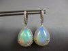 LARGE 10.16CT DIAMOND & AAA AUSTRALIAN OPAL 14KT WHITE GOLD PEAR SHAPE EARRINGS