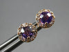 .68CT DIAMOND & AAA AMETHYST 14KT ROSE GOLD 3D ROUND HALO FLOWER STUD EARRINGS