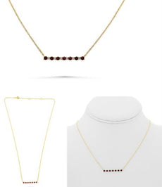 .54CT DIAMOND & AAA RUBY 14KT YELLOW GOLD CLASSIC ROUND ADJUSTABLE BAR NECKLACE