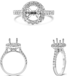 .65CT DIAMOND 14KT WHITE GOLD 3D ROUND SEMI ETERNITY SEMI MOUNT ENGAGEMENT RING