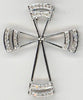 ESTATE .20CT DIAMOND 14K WHITE GOLD 3D CLASSIC DOUBLE ROW CROSS FLOATING PENDANT