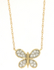 ESTATE .15CT DIAMOND 14KT 2 TONE GOLD 3D CLASSIC BUTTERFLY LOVE NECKLACE