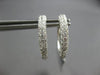 1.08CT DIAMOND 18K WHITE GOLD 3D CLASSIC PAVE 3 ROW HUGGIE HOOP HANGING EARRINGS