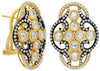 1.90CT WHITE & ROSE CUT DIAMOND 18KT YELLOW & BLACK GOLD OPEN FILIGREE EARRINGS