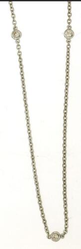 ESTATE .10CT DIAMOND 14KT WHITE GOLD ROUND CLASSIC BY THE YARD FUN LOVE NECKLACE