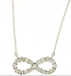 ESTATE .15CT DIAMOND 14KT WHITE GOLD 3D CLASSIC INFINITY FUN LOVE NECKLACE