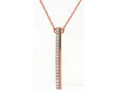 ESTATE .10CT DIAMOND 14KT ROSE GOLD 3D CLASSIC ROUND BAR FLOATING PENDANT