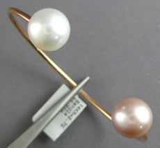 AAA WHITE & PINK SOUTH SEA PEARL 14KT ROSE GOLD 3D FLEXIBLE LOVE BANGLE BRACELET