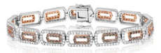 5.2CT WHITE & CHOCOLATE FANCY DIAMOND 14K WHITE & ROSE GOLD CUFF TENNIS BRACELET