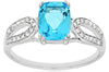 Estate 1.67Ct Diamond & AAA Blue Topaz 14K White Gold 3D Cushion & Round Solitaire Ring