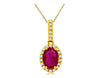 1.02CT DIAMOND & AAA RUBY 14KT YELLOW GOLD 3D OVAL & ROUND HALO FLOATING PENDANT
