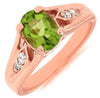 1.35CT DIAMOND & AAA PERIDOT 14KT ROSE GOLD 3D OVAL & ROUND FRIENDSHIP LOVE RING