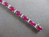 ESTATE WIDE 14.06CT DIAMOND & AAA RUBY 14KT WHITE GOLD 3D TENNIS BRACELET #27618