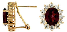 6.30CT DIAMOND & AAA RHODOLITE 14KT WHITE GOLD 3D OVAL & ROUND PRINCESS EARRINGS