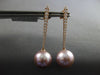 LARGE .43CT DIAMOND & AAA PINK SOUTH SEA PEARL 18K ROSE GOLD 3D JOURNEY EARRINGS