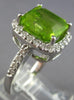 LARGE 6.66CT DIAMOND & AAA PERIDOT 14K WHITE GOLD 3D HALO SQUARE ENGAGEMENT RING