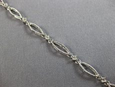 ESTATE .05CT DIAMOND 14K WHITE GOLD 3D MULTI LEAF ROUND FILIGREE TENNIS BRACELET