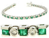 5.03CT DIAMOND & AAA EMERALD 14KT WHITE GOLD 3D ROUND & PRINCESS TENNIS BRACELET