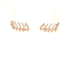 ESTATE .52CT DIAMOND 18KT ROSE GOLD 3D CLASSIC MULTI ROW EAR CLIMBER EARRINGS
