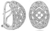 LARGE .56CT DIAMOND 14KT WHITE GOLD 3D OPEN FILIGREE DOME SHAPE HANGING EARRINGS
