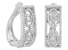 .56CT DIAMOND 14K WHITE GOLD 3D ROUND RECTANGULAR LEVERBACK FUN HANGING EARRINGS