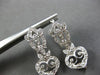 LARGE .60CT DIAMOND 14KT WHITE GOLD 3D HEART FILIGREE LEVERBACK HANGING EARRINGS